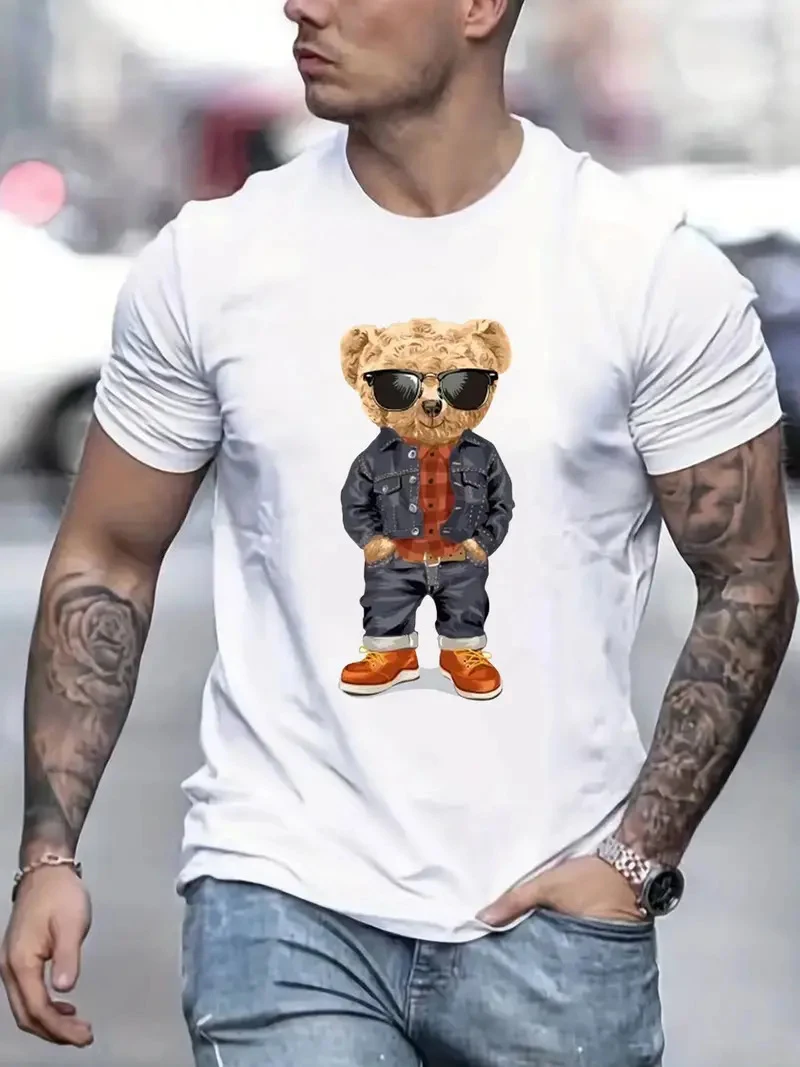 Paint Bear Pattern Printed Short-sleeved T-shirt. Comfortable and stylish for everyday wear. Perfect for a casual look t — photo 4