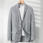 Linen Loose Plus Size Suit Men's Casual Jacket Breathable, comfortable, and stylish. Perfect for warm weather and a rela — photo 1