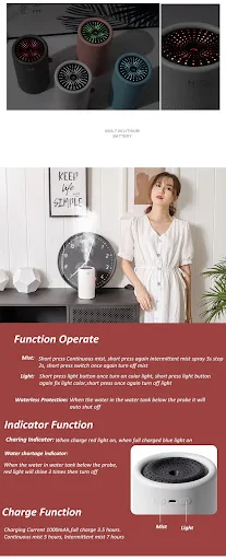 Title 9, USB Rechargeable Wireless Ultrasonic Aromathera...