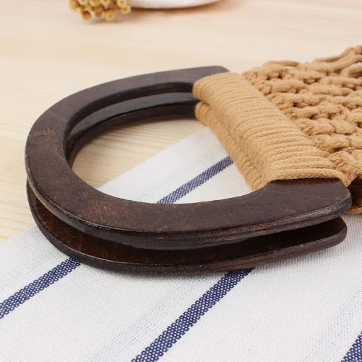 Title 3, New Wooden Handle Portable Net Bag Straw Woven ...