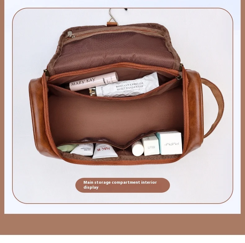Title 13, Leather Cosmetics Storage Bag Travel Toiletry B...
