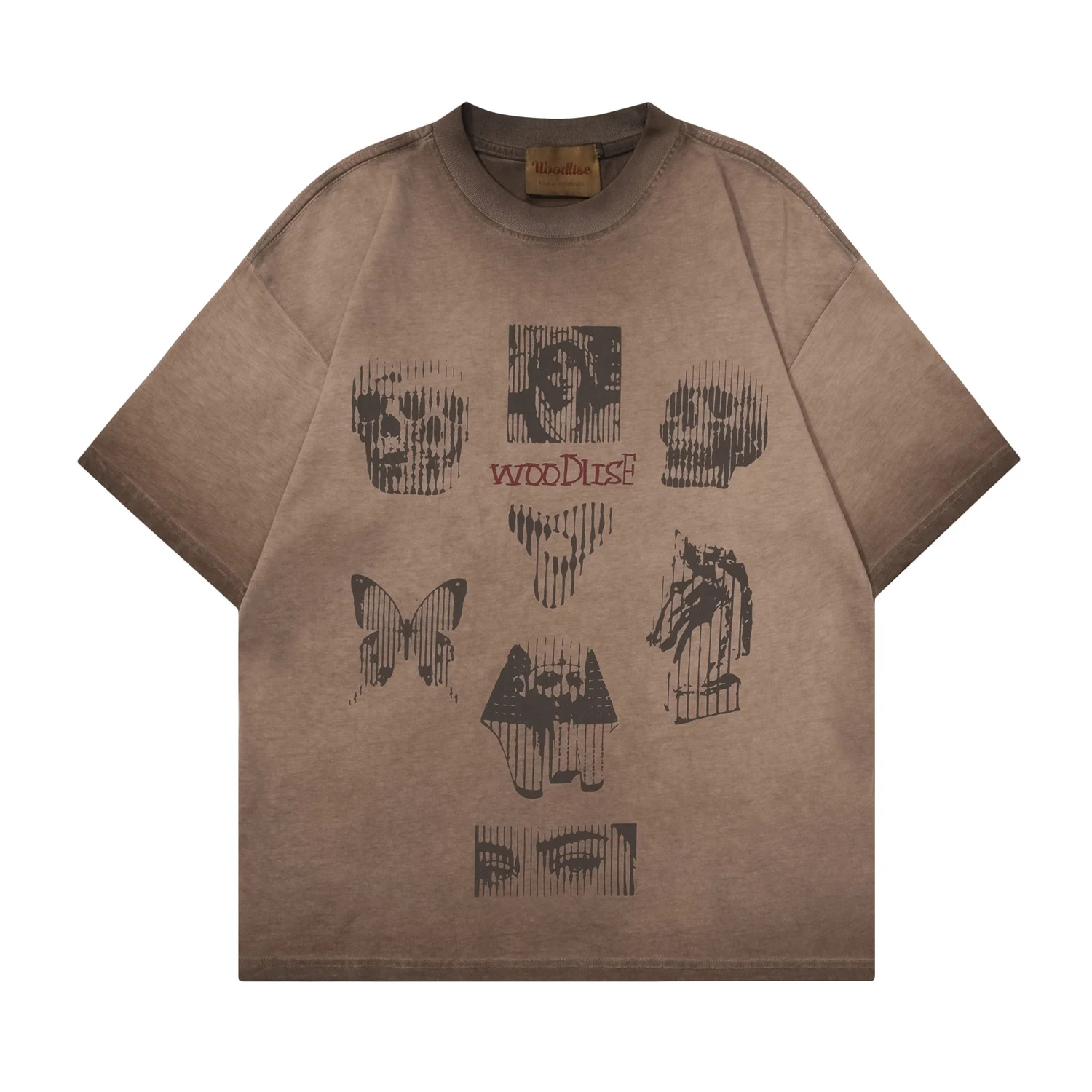 Oversized T-shirt voor koppels, Amerikaanse retrostijl, gewassen skull design, korte mouwen, zomer mode — foto 2