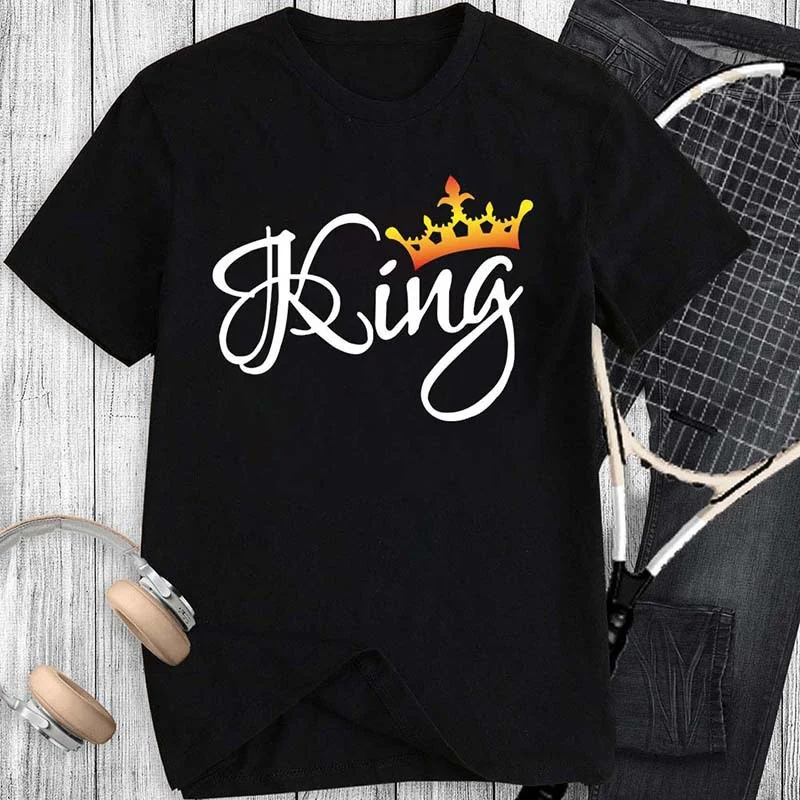 Title 5, Crown Print Couple T Shirt Lovers Short Sleeve ...