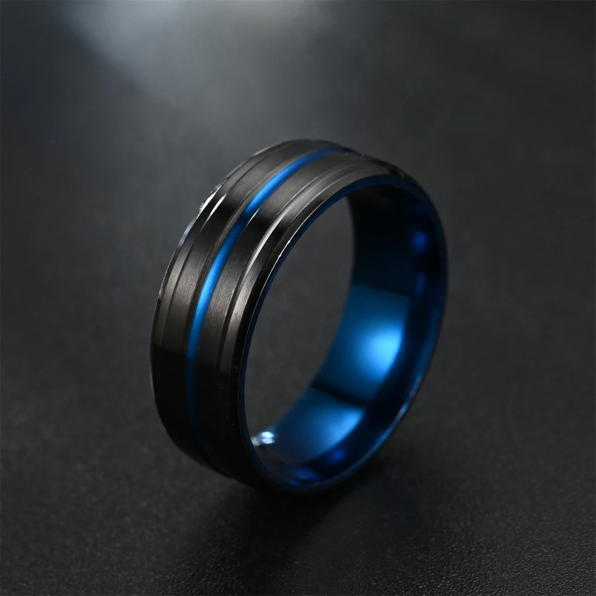 Anel de Dominação Masculina Preto Nobre Elegante de Alta Qualidade, com Fenda Colorida, para Homens Dominantes e Sofisticados. — foto 2