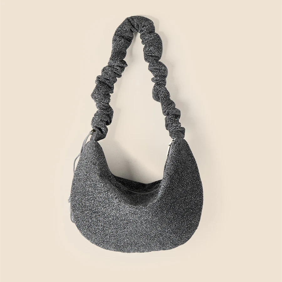 Bolsa de ombro com zíper e pregas com cordão, ideal para uso diário, oferece estilo e praticidade, espaçosa e perfeita para diversas ocasiões. — foto 1