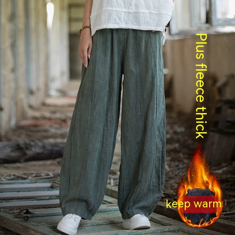 New women's tie-dyed padded fleece trousers, winter cotton and linen. Cozy, comfortable, and warm winter wear. — photo 19