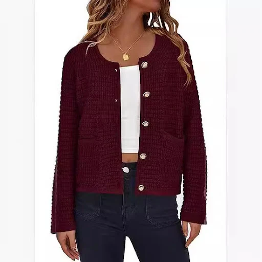 Title 7, Womens Knitted Button Cardigan Top, a versatil...