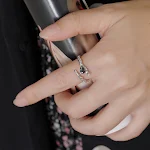Anel de prata S925 com abertura e zircônia, luxo acessível com design especial e personalidade feminina, estilo Cold Wind. — foto 5