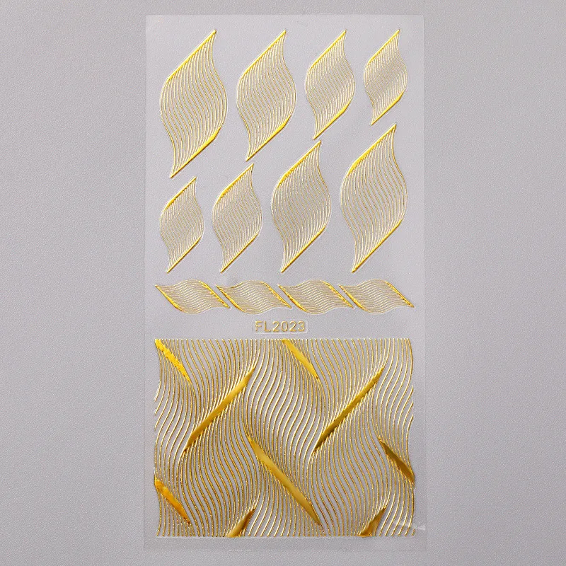 Title 9, 3D Nail Art Stickers Geometric Pattern Gold App...