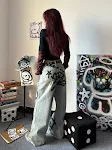 Women's Retro Y2K Graffiti Loose Jeans, a comfortable and stylish choice for everyday wear, offering a relaxed and trend — photo 11