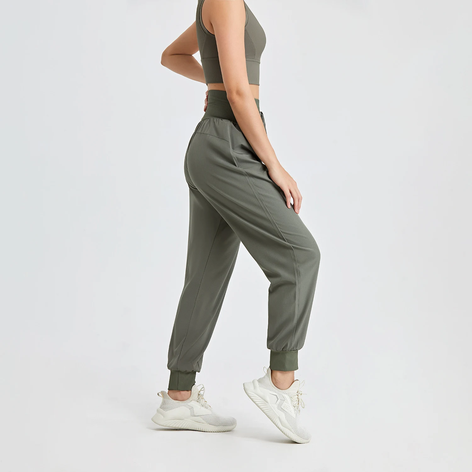 Calças de ioga fitness femininas soltas com cintura alta e cordão, perfeitas para exercícios, proporcionam conforto e liberdade de movimento. — foto 14