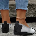 Women's Colorblock Flats Shoes, Flying Woven Breathable Cozy Loafers. Comfortable and stylish footwear for everyday wear — photo 2