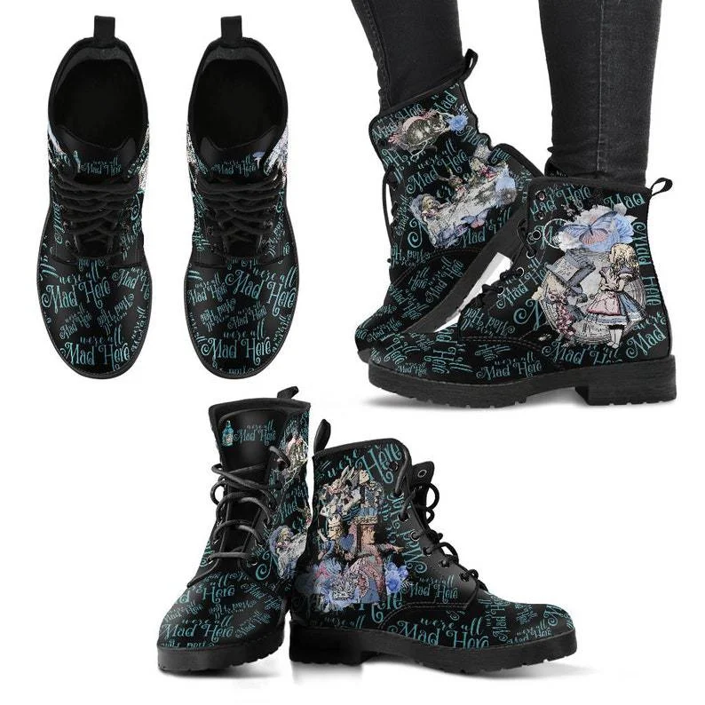Botas femininas de couro cano alto oversized com estampa digital de desenho animado, conforto e estilo para um visual único e moderno. — foto 8