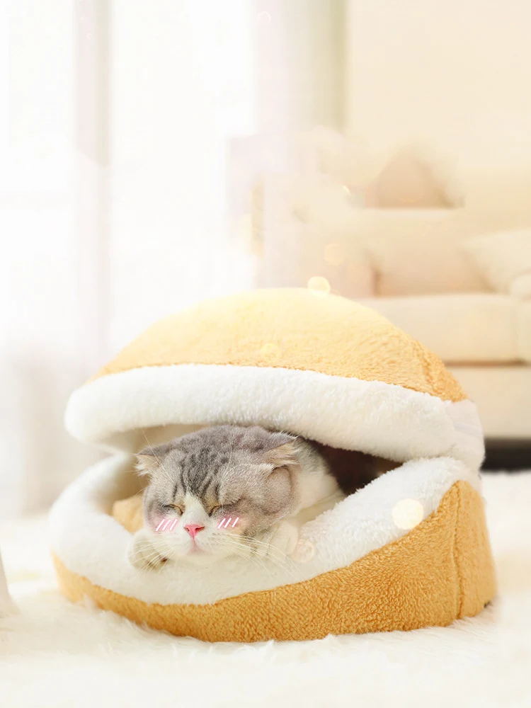 Closed cat litter bed for deep, warm sleep with a net design. Summer pet supplies. Provides a cozy and comfortable sleep — photo 2