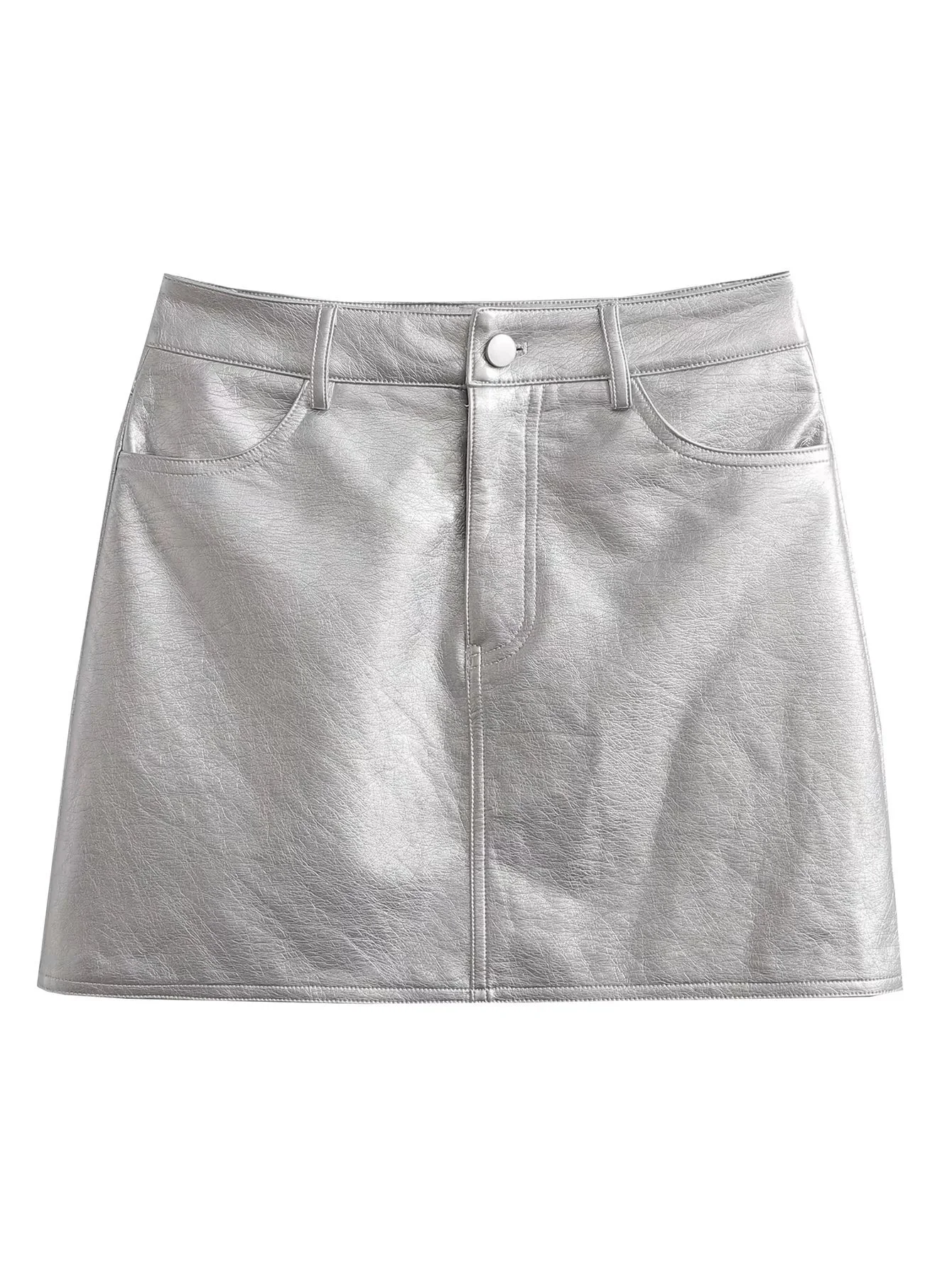 Title 3, Slim European Style High Waist PU Skirt. Enhanc...