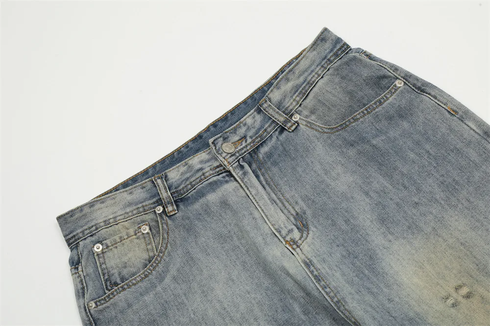 Waste Soil Raw Edge Denim Trousers for Men Durable denim, raw edge design, and comfortable fit for everyday wear, offeri — photo 13