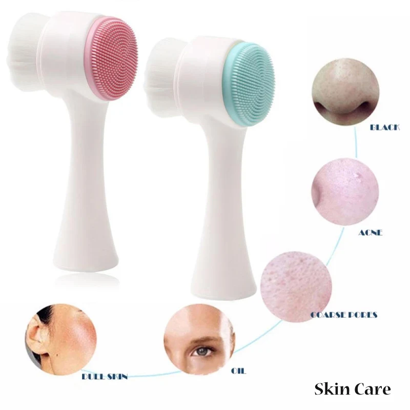 Escova de Limpeza Facial de Silicone Dupla Face com Vibração e Massagem, para Limpeza e Cuidado da Pele. — foto 3