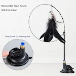 Cat Interactive Toy Detachable Feather Long Pole Cat Teasing Stick with Super Suction Cup Self-pleasure Relief Cat Acces — photo 5
