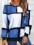 Maglione girocollo a maniche lunghe sciolto con stampa geometrica casual in 3D — foto 1