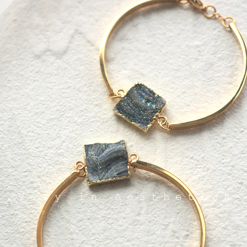 Pulseira Niche de Ágata Natural, Estilo Europeu e Americano Retrô, Pedra Crua, Personalidade, Design Maré Fresca — foto 1