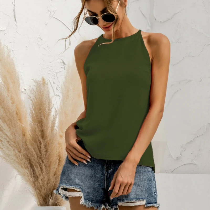 Title 4, Spring and Summer Sleeveless Halter Vest in sol...