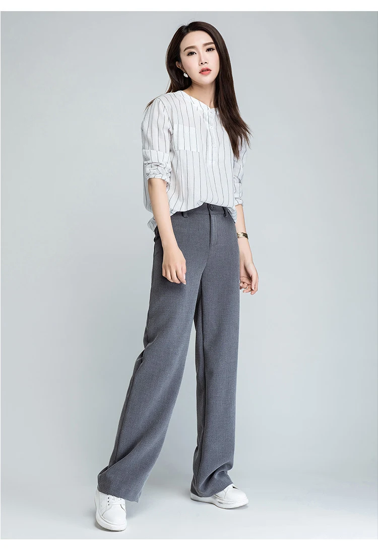 Women's Autumn Black Gray Simple All-Match High-Waist Wide-Leg Pants Versatile and Comfortable for Every Occasion — photo 6