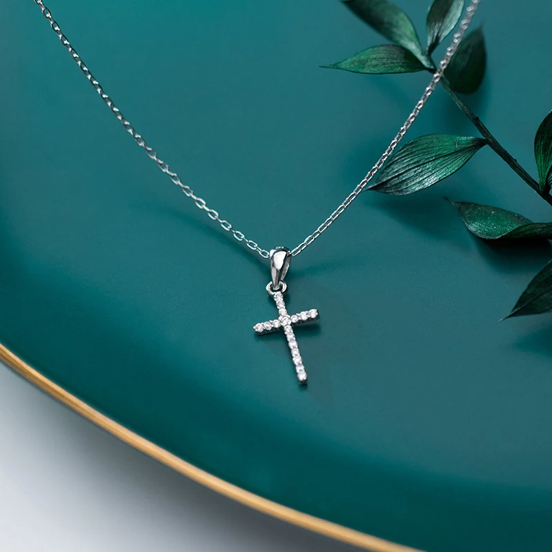 Colar de Cruz de Prata S925 com Diamantes — foto 13