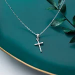 Colar de Cruz de Prata S925 com Diamantes — foto 13