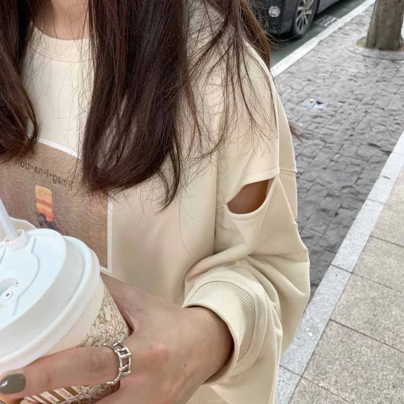 Modeweste bedruckter, lockerer, lässiger Pullover — foto 4
