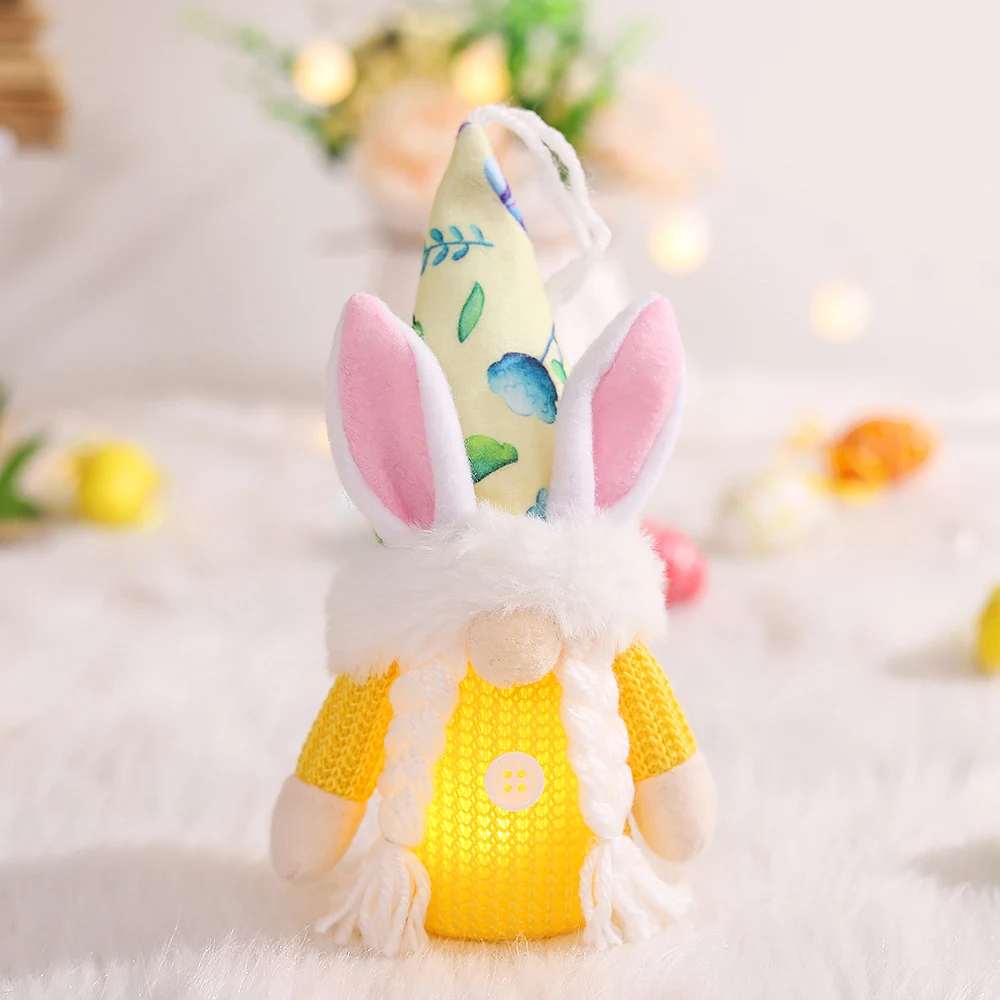 Orelhas de coelho luminosas de Páscoa, boneca velha sem rosto, enfeite criativo para decoração festiva, ideal para layouts e celebrações. — foto 8