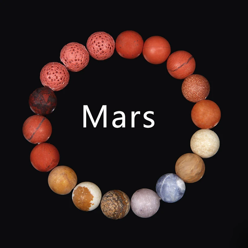 Pulseira Oito Planetas do Sistema Solar Universo com Rocha Vulcânica para Equilíbrio e Bem-Estar Natural — foto 32