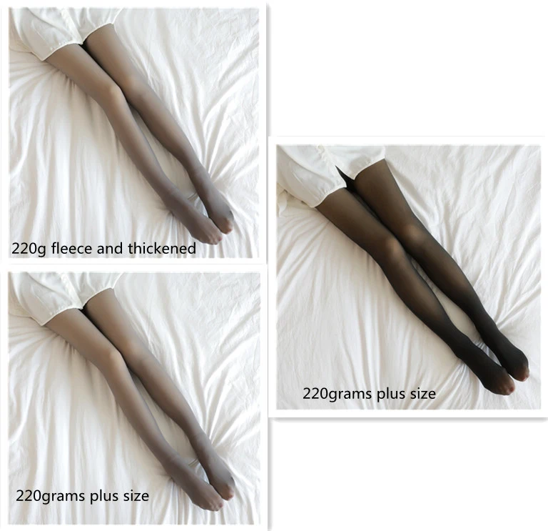 Title 3, Fake Translucent Plus Size Leggings Fleece Line...