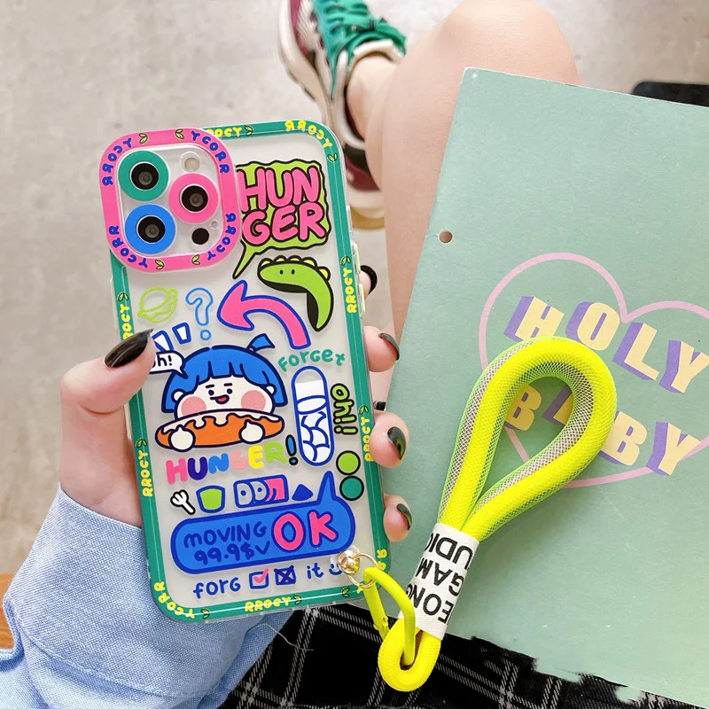 Title 3, Graffiti Girl Lanyard Silicone Phone Case, styl...
