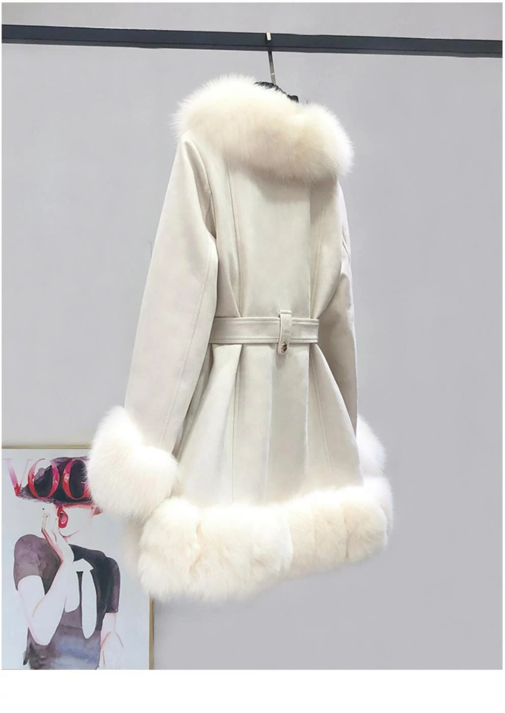 Title 8, Cappotto in pelle scamosciata con pelliccia int...