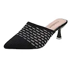 Baotou Half Drag Damen Sandalen mit mittelhohem Stiletto-Absatz. Spitz zulaufend, fliegendes Gewebe, leicht und elegant. — foto 2