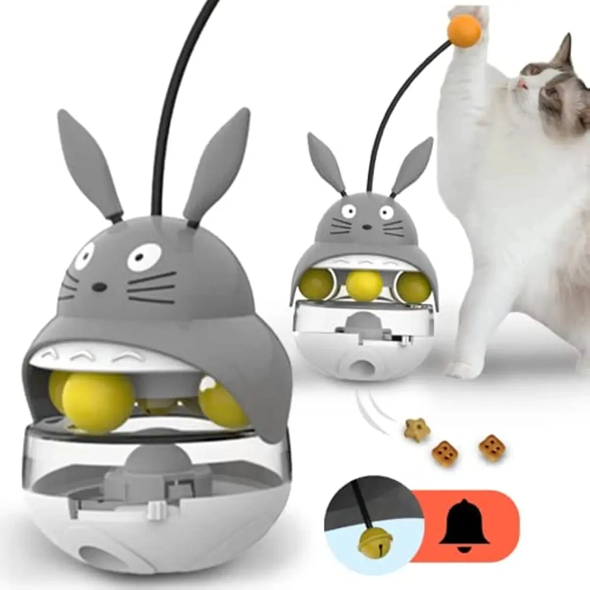 Interactive Cat Feeder Toy Treat Dispenser Exercise Toys Feeding Food Toy Dispenser Car Indoors Sounding Bell Cat Tower. — photo 3