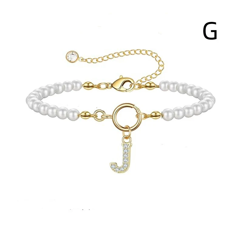 Pulseira Inicial 2024 com Fecho de Alavanca, Pingente de Letra A-Z, Pérolas de 6mm, Joia Feminina Elegante, Presente Perfeito — foto 47