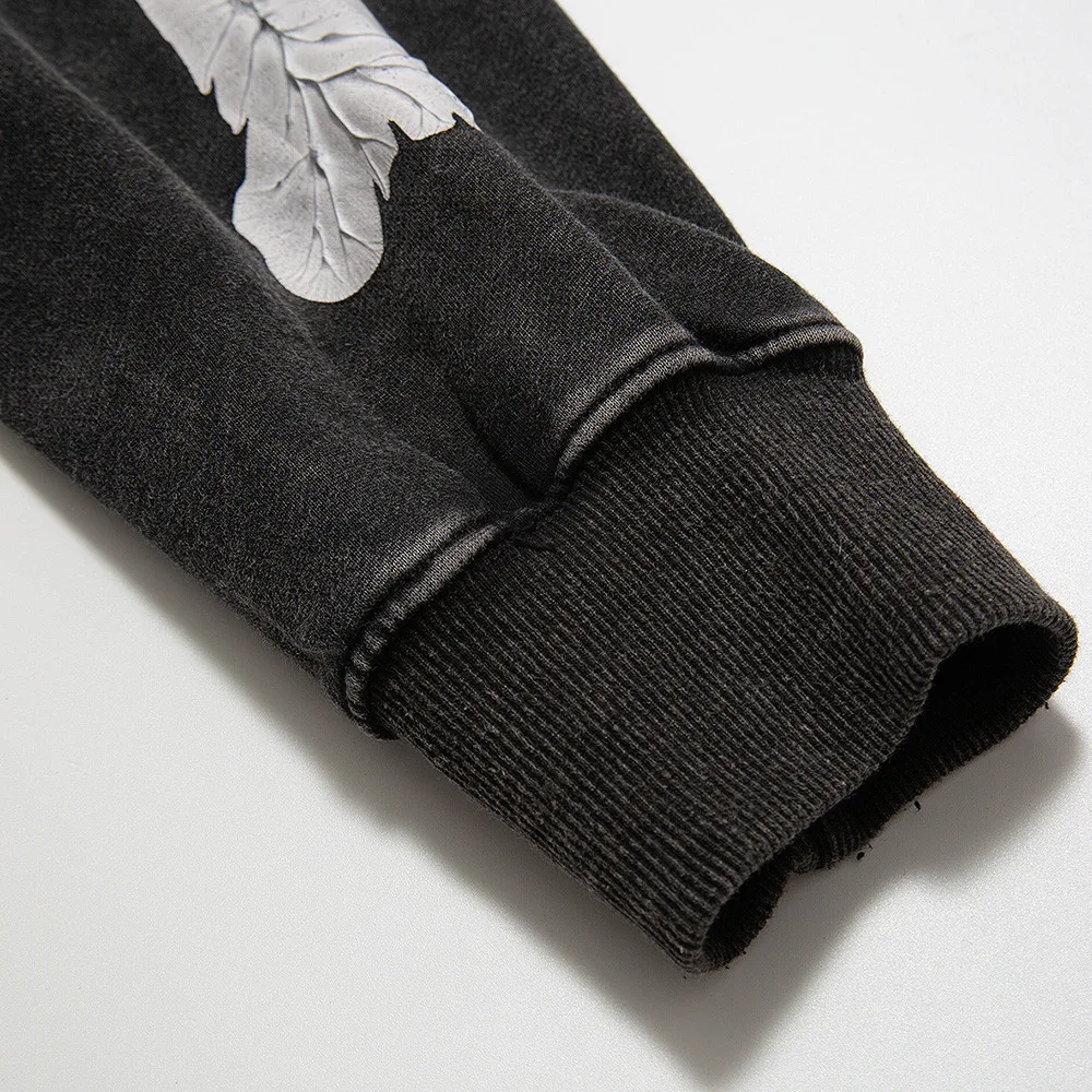 Moletom com capuz High Street com máscara facial estampada de esqueleto, estilo urbano, proteção e conforto, perfeito para o dia a dia. — foto 6