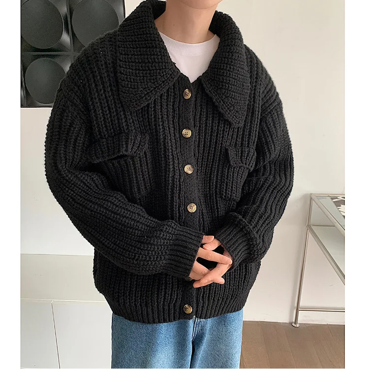 Title 5, Retro Lapels Mens Cardigan Sweater Coat, a sin...