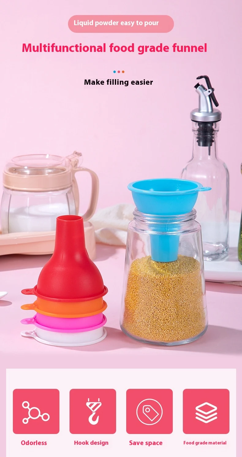 Small silicone funnel for kitchen use, designed for oil pouring. Wide mouth, large diameter for easy filling and mess-fr — photo 18