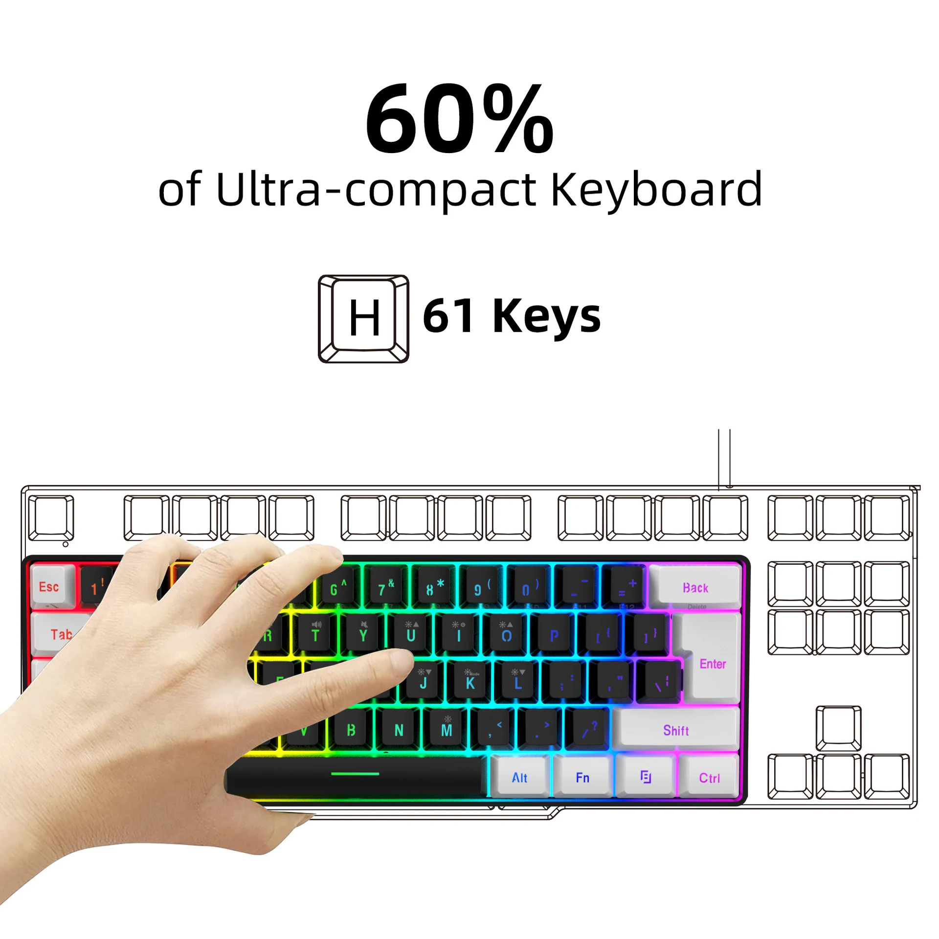 Title 7, Simple Wired 61 Key Membrane Keyboard, Compact ...