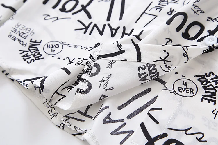 Title 5, Vintage Hong Kong Style Chic Letter Print Shirt...