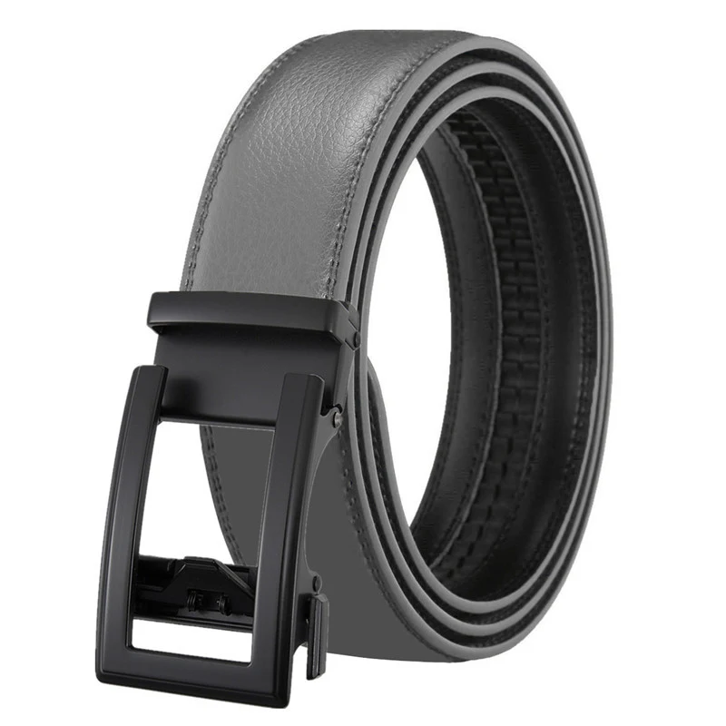 Men's Leather Belt Automatic Buckle Two-layer Cowhide Hollow design. Durable and stylish belt offering a secure and comf — photo 6