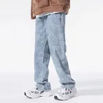 Heren American High Street Hip Hop jacquard denim enkelband broek, trendy en comfortabel voor een moderne streetwear look. — foto 6