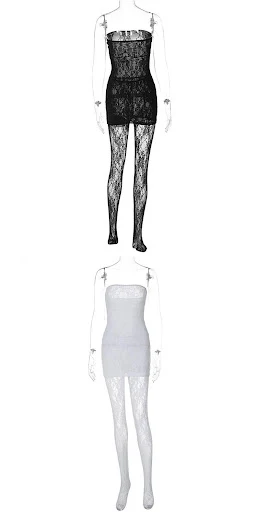 Title 15, Vestido justo feminino com decote em renda, est...