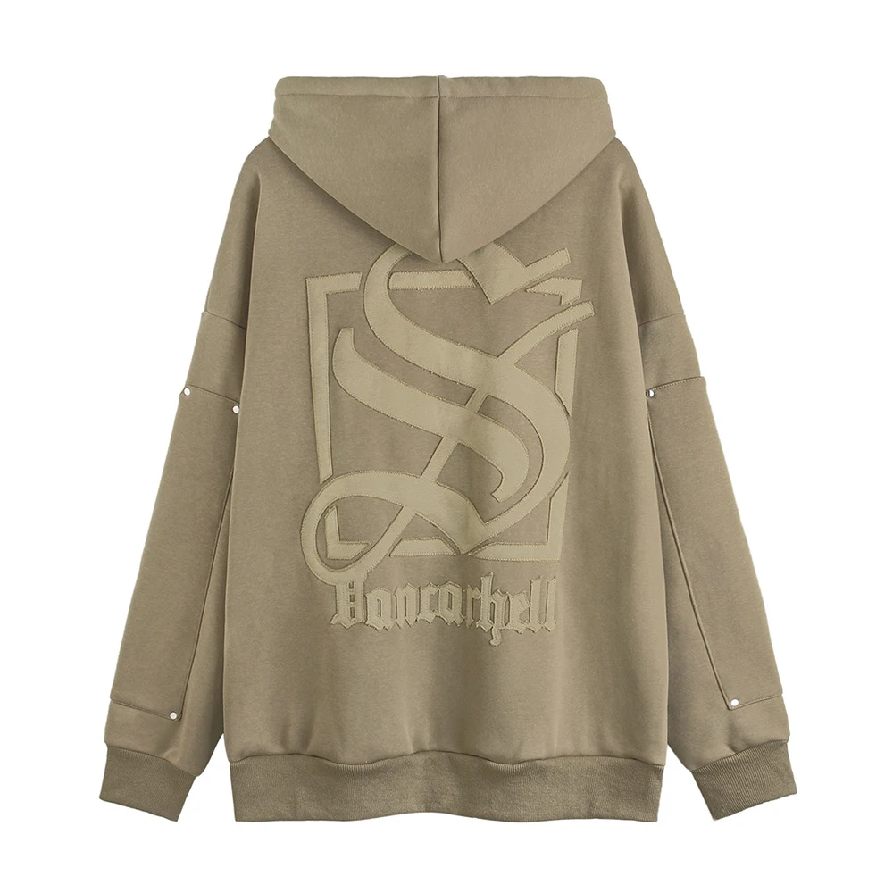 Dark Symbol Paste Cloth geborduurde en geborstelde hoodie. Comfortabel, warm en ideaal voor een casual en stijlvolle look. — foto 16