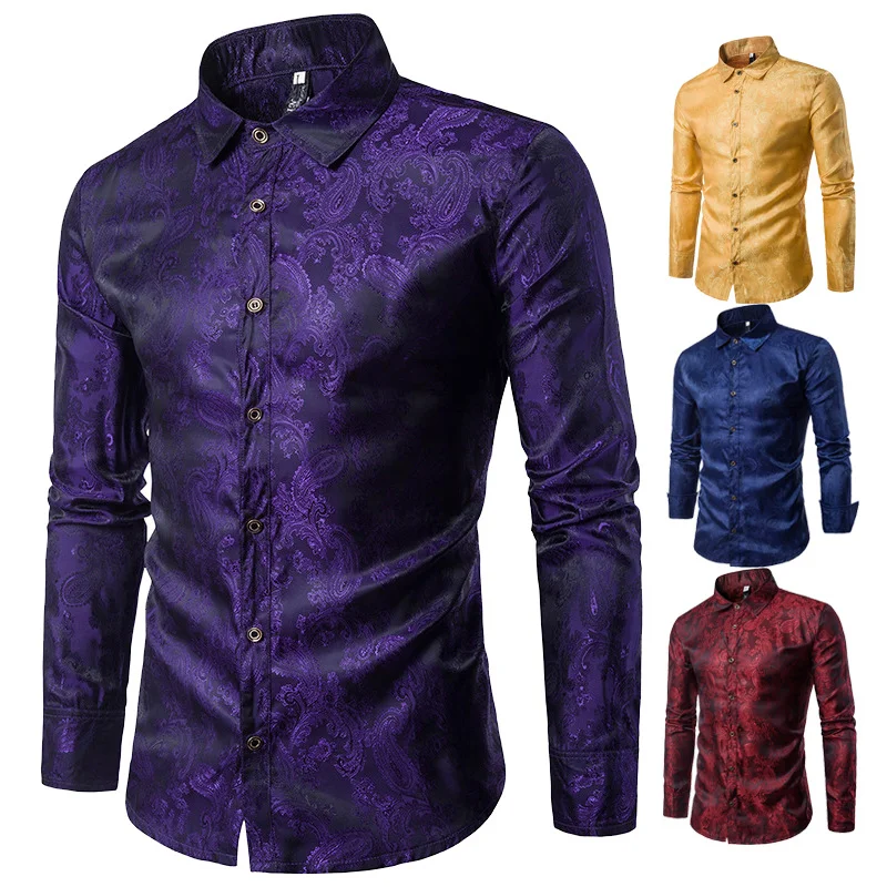 Men's Embroidered Pattern Long Sleeve Lapel Shirt offers style and comfort, perfect for any occasion. Elegant design, ve — photo 25