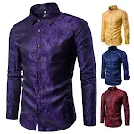Men's Embroidered Pattern Long Sleeve Lapel Shirt offers style and comfort, perfect for any occasion. Elegant design, ve — photo 25