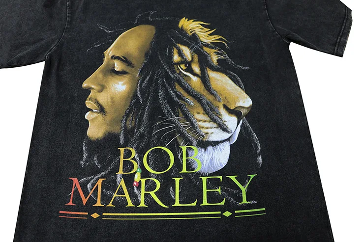 Dreadlocks Lion Printing Washed Distressed T-shirt. Experience style and comfort with this unique tee, perfect for casua — photo 1