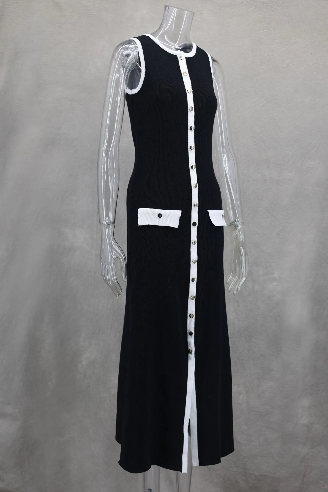 Title 8, Fashion Black Womens Elegant Woolen Dress